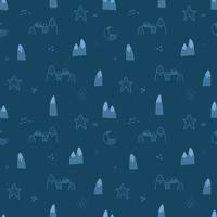 Mountains, moon, star in Scandinavian style, simple seamless pattern. Cute Scandinavian design. geometric and doodle background for textile, wallpaper, surface design vector