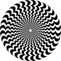 The optical illusion of volume. Round vector isolated black and white pattern on a white background. Circles of black and white alternating stripes, nested into each other.