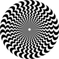 The optical illusion of volume. Round vector isolated black and white pattern on a white background. Circles of black and white alternating stripes, nested into each other.