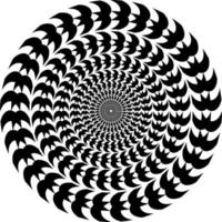 The optical illusion of volume. Round vector isolated black and white pattern on a white background. Circles of black and white alternating stripes, nested into each other.