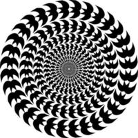 The optical illusion of volume. Round vector isolated black and white pattern on a white background. Circles of black and white alternating stripes, nested into each other.