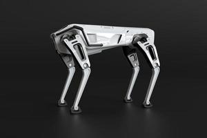 Robot dog standing on black background photo