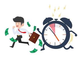 Busy businessman Running with big ringing timer clock vector