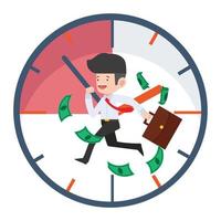 businessman Running against deadline clock vector