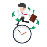 businessman Running on time cartoon Concept vector