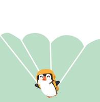 penguin cartoon with parachute blank vector