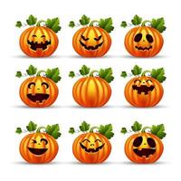 conjunto de calabazas de halloween .ilustración vectorial