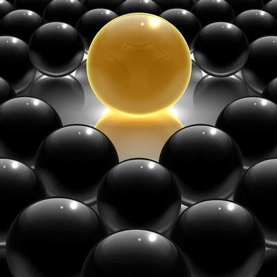 Black metallic and yellow glossy sphere.3D Vector illustration