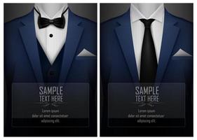 Set of business card templates with suit and tuxedo and place for text for you vector