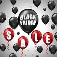 Black Friday Sale with black and red balloons and discounts .Vector illustration vector