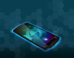 Fingerprint lock scanning in smartphone vector