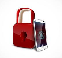 Fingerprint on smartphone with a padlock, concept of privacy and safety vector