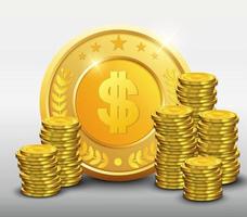 Golden coins with dollar sign and stacks of gold coin.Vector illustration vector