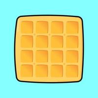 Cute funny waffles. Vector hand drawn cartoon kawaii character illustration icon. Isolated on blue background. Waffles character concept