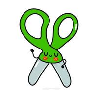 Cute funny scissors character. Vector hand drawn cartoon kawaii character illustration icon. Isolated on white background. Scissors character concept