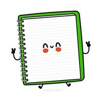 lindo y divertido personaje de bloc de notas. icono de ilustración de personaje kawaii de dibujos animados dibujados a mano vectorial. aislado sobre fondo blanco. concepto de personaje de bloc de notas vector