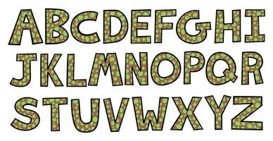 letras mayúsculas del alfabeto marrón verde vector