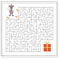 A logical game for children, help the rat to pass the maze and get to the cactus. vector