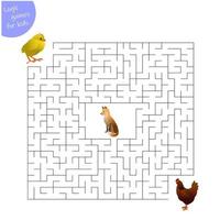 game for kids maze, help the chicken to get to the chicken and not get to the fox vector