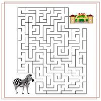 A maze puzzle game for kids. Help me get through the maze. Zebra, zoo. vector