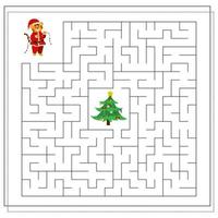 A logical game for children. Complete the maze. A tiger in the new year, a tiger at Christmas vector