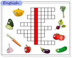 crossword puzzle, an educational game for children about vegetables. vector