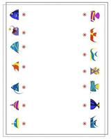 Handwriting practice sheet. Educational children s game, restore the dotted line. fish and corals vector