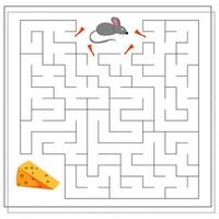 un juego de laberinto para niños. guía al ratón a través del laberinto hasta el queso vector