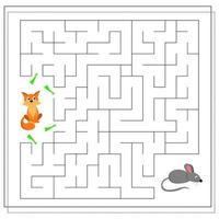 A maze game for kids. guide the cat through the maze to the mouse. vector