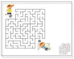 a game for children, go through the maze, help the football player to score the ball. football game. vector