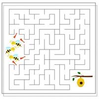 A maze game for kids. guide the bees through the maze to the hive vector