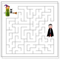 a puzzle game for kids, a maze. dracula and the witch vector