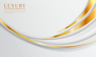 3D white luxury abstract background overlap layers on bright space with golden waves effect decoration. Graphic design element future style concept for flyer, banner, brochure cover, or landing page vector