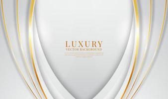 3D white luxury abstract background overlap layers on bright space with golden waves effect decoration. Graphic design element future style concept for flyer, banner, brochure cover, or landing page vector