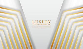 3D white luxury abstract background overlap layers on bright space with golden stripes effect decoration. Graphic design element future style concept for flyer, banner, brochure cover, or landing page
