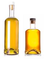 Two Full whiskey bottles isolated on white background photo