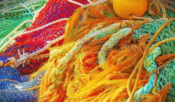 the colored fishing net with floats. photo