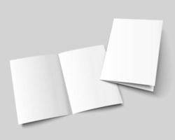 maqueta de folleto a4. a3 diseño de plantilla en blanco plegado por la mitad. volante con espacio de copia. Ilustración vectorial 3d. vector