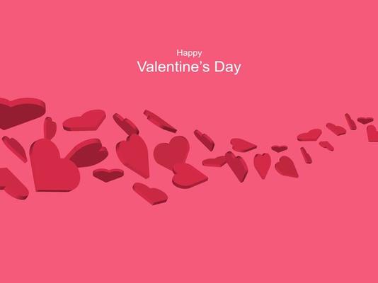 Valentine's day concept banner. Floating of 3d hearts like a balloon. Romantic greeting card. vector illustration.