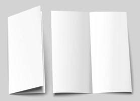 maqueta de portada de folleto a6. diseño de plantilla en blanco de medio pliegue a5. Folleto de dos pliegues, medio pliegue vertical con espacio de copia. Ilustración vectorial 3d. vector