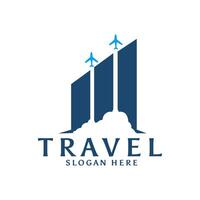 travel data diagram logo template, with the plane gliding upward and emitting blue smoke vector