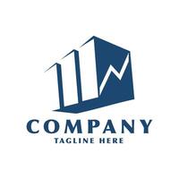 logo data analysis building template in blue color vector