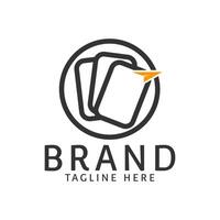 Paper template logos in business accounting circles and data in black and orange vector