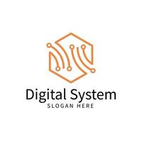 diseño del logotipo de seguridad del sistema de datos digitales vector