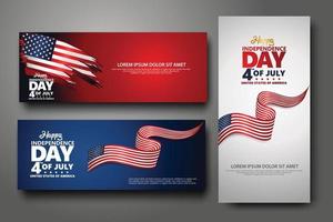 Set banner design template. Fourth of July Independence Day, Vector illustration for publication of event