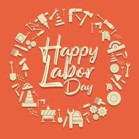 Happy Labor Day banner. Design template elegant with clip art labor circle dimension for you give greetings vector