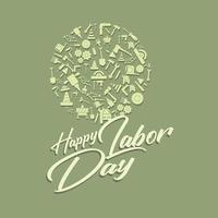 feliz pancarta del día del trabajo. plantilla de diseño elegante con clip art dimensión del círculo laboral para dar saludos vector