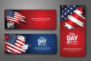 Set banner design template. Fourth of July Independence Day, Vector illustration for publication of event