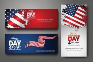 Set banner design template. Fourth of July Independence Day, Vector illustration for publication of event