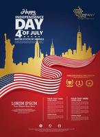 día de la independencia del cuatro de julio, ilustración vectorial para afiches y otros usuarios vector